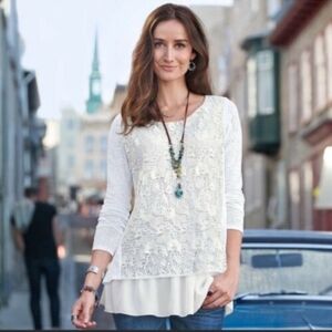 Sundance White Asymmetrical Embellished Blouse